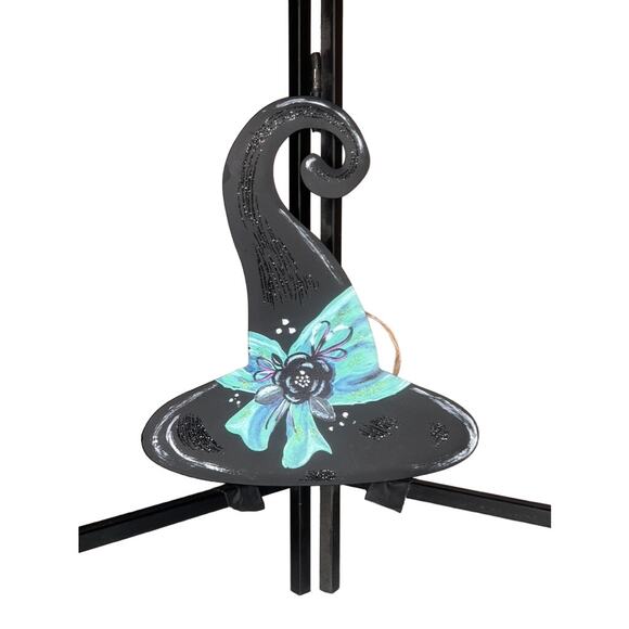 NEW HALLOWEEN RTC Round Top Collection Black & Green Witches Hat, Stake Included - Picture 1 of 6
